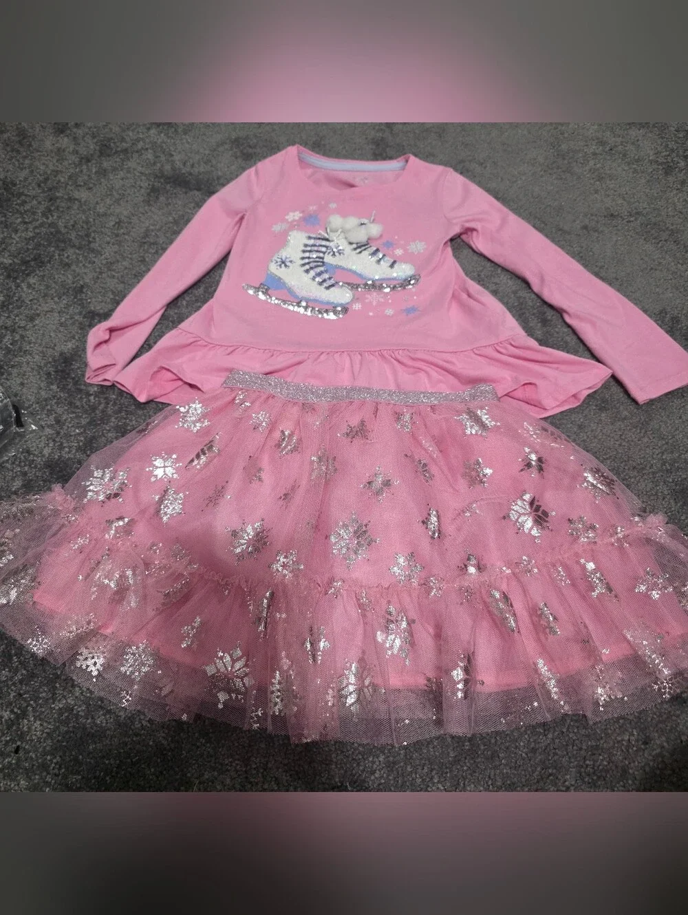 Kids Pink Ice Skates With Tulle Skirt Size 5/6